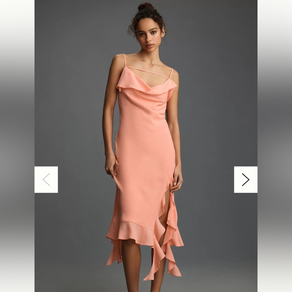Mare Mare x Anthropologie Asymmetric Ruffle Slip Midi Dress - Size S